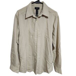 Axcess Claiborne Button Front Shirt Mens Size Medium Beige Long Sleeve